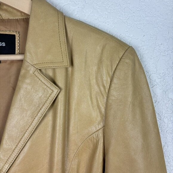 VINTAGE EXPRESS Leather Jacket Tan Womens 9/10‎ Weathered Western Boho Festival - Picture 3 of 11